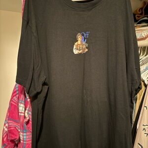 Off-White Black Tee with Artistic Print